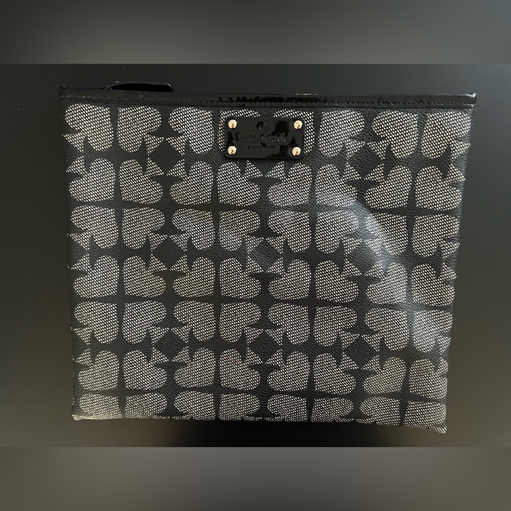 Kate Spade Clutch Bag Black Pebble Adrianne Ace of Spades Pouch- NWOT